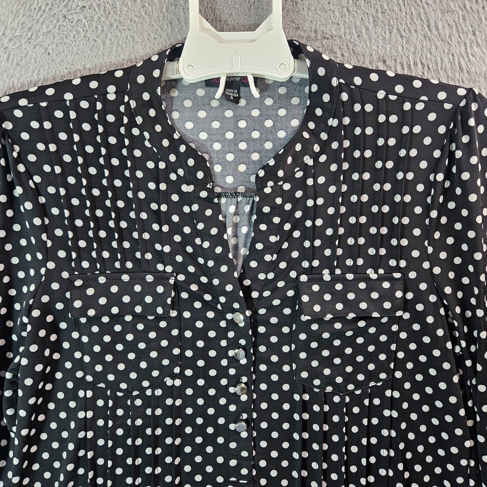 Cocomo Top Blouse Women Small Polka Dot White Black - Picture 3 of 9
